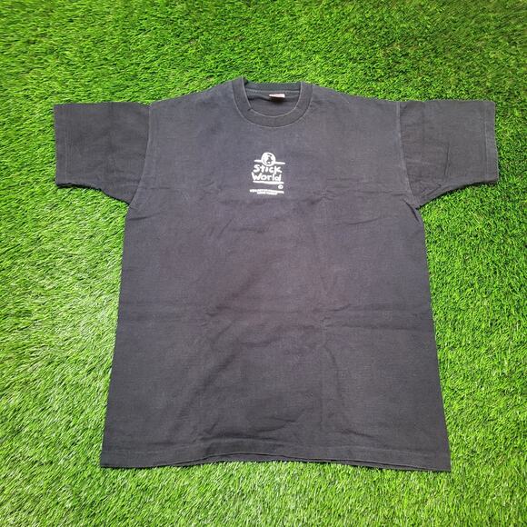 Vintage 90s Stick World "Attitude" T-Shirt Mens L/XL Single Stitch USA - Picture 4 of 6